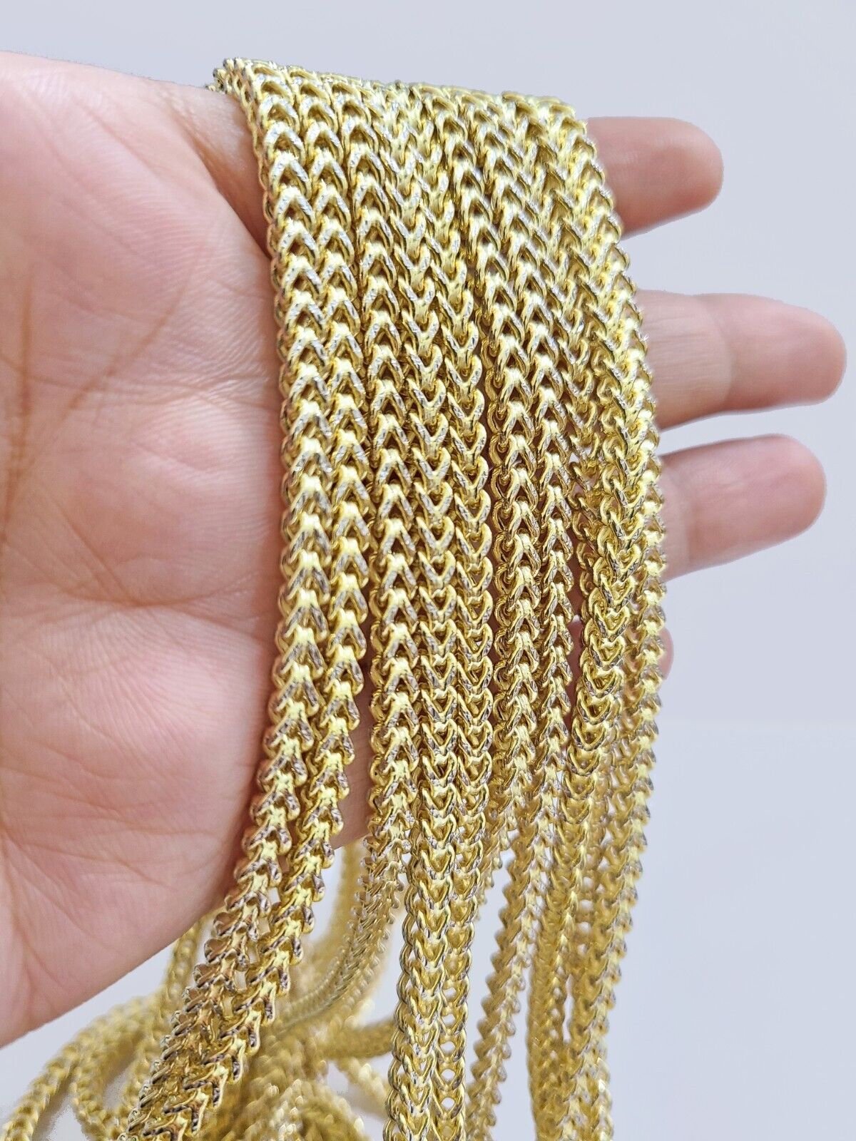 14k Yellow Gold Franco Chain Two - tone Necklace 4mm 26 Inch Diamond Cut 14kt SALE - GoldenlinQ